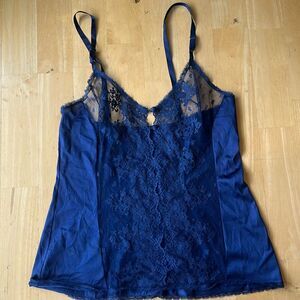 Vintage Vanity Fair Lace Cami W34 Small Royal Blue USA